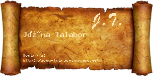 Jóna Talabor névjegykártya